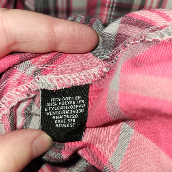 BKE Pink and Gray Plaid Shirt - Picture 3 of 5